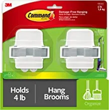 Command Broom And Mop Grippers, 2-Grippers, 4-Strips, Organize Damage-Free