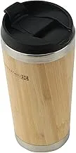 Royalford 400ML Coffee Mug- RF11139 Double Wall Stainless Steel Mug with Bamboo Wood Outer Body Leak-Proof and Portable Design Suitable for Indoor and Outdoor Use Brown