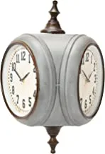 Creative Co-Op Decorative Metal Double Sided Wall Clock with Distressed Finish, Grey and Brown