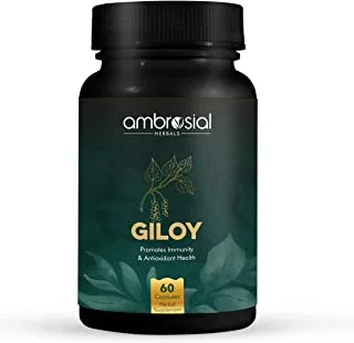 Ambrosial Giloy 500mg | Natural Giloy Extract, Antioxidant Properties, Immunity Booster - 60 Veg Capsules (Pack of 1)