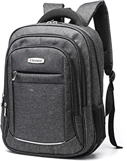 Senator Nylon 18 Inch Backpack Lightweight Unisex Reflector Radium with Laptop Compartment Water Resistant Casual Hiking Travel Bag for Business College School Students KH8013 (Black)