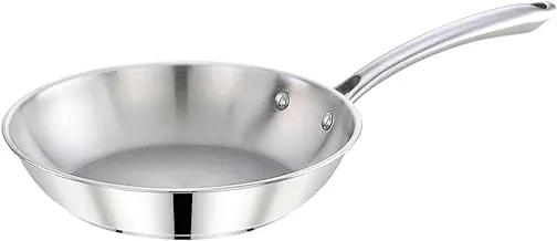 Bohara 118967 Stainless Steel Kitchen Utensils Indian Style Frying Pan, 26 cm Diameter