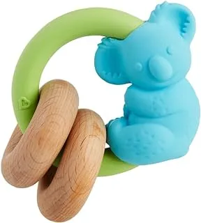 لعبة التسنين من Munchkin Wildlove Koala ، سهلة الحمل مع حلقات خشبية ، عضاضة سيليكون ، لعبة تسنين فعالة للطفل ، 3+ أشهر