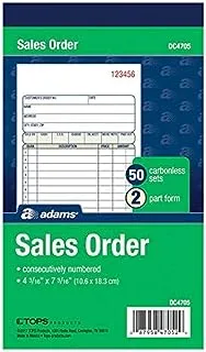 Adams Sales Order Books, 2-Part, Carbonless, White/Canary, 10.6 cm x 18.2 cm, Bound Wraparound Cover, 50 Sets per Book, 3 Pack (DC4705-3)