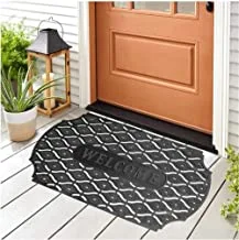 hihomey Front Door Mat, Rubber Non Slip Backing Door Mats, Washable Carpet for Outdoor Front Porch/Kitchen/Bedroom/Entryway,Black/Silver,75x45cm,MT-39-1