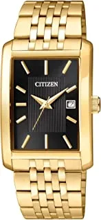 Citizen Men's Goldtone Black Dial Rectangular Watch