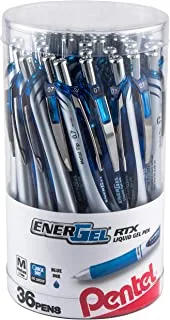 Pentel EnerGel RTX Retractable Liquid Gel Pen Canister, Blue Ink, 36pk (BL77PC36C)