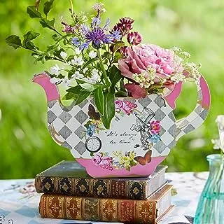 طاولات تتحدث حقًا Alice Teapot Vase Table Decoration for a Tea Party، Multicolor