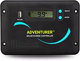 Renogy 30A 12V/24V PWM Solar Charge Controller with LCD Display Flush Mount Design Negative Ground, Compatible with Sealed, Gel, Flooded and Lithium Batteries, Adventurer 30A,black