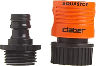 Claber 8983 Garden Hose to Accessory Quick Set Connector, Adapter, Black, Orange