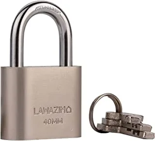Lawazim Security Padlock with 3 Keys-40mm-Anti-pick Tamper-proof Weather-resistant Steel Lock Enhanced Security Protection from Theft for Gates Doors Sheds Lockers Toolboxes Bikes Luggage and Cabinets