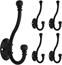 Franklin Brass Ball End Coat and Hat Hook Wall Hooks 5-Pack, Flat Black, FBCHHB5-FB-C