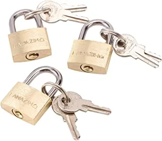 Lawazim Copper PadLock with two keys 3 Piece Padlocks & Hasps Combination Padlocks Luggage Locks Padlocks Hasps Keyed Padlocks Golden, Size 20mm, K10364
