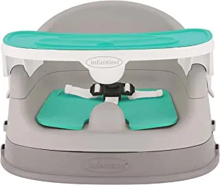 Infantino Grow-with-Me 3-in-1 Feeding Booster Deluxe, Space-Saving Design, 2 Can Dine, Infant Booster for 4M+, Toddler Seat for 3Y+