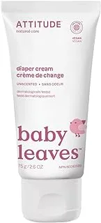 ATTITUDE Diaper Cream, EWG Verified, Plant and Mineral-Based Ingredients, Vegan and Cruelty-free Baby Products for Sensitive Skin - Zinc, 75 grams