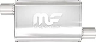 MagnaFlow 4in x 9in Oval Offset/Offset Performance Muffler Exhaust 11236 - Straight-Through, 2.5in Inlet/Outlet, 14in Body Length, 20in Overall Length, Satin Finish - Classic Deep Exhaust Sound