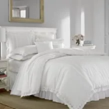 Laura Ashley Home - طقم غطاء لحاف مزدوج ، سرير قطني قابل للعكس مع غطاء مطابق ، ديكور منزلي خفيف الوزن لجميع الفصول (أنابيلا أبيض ، توأم)