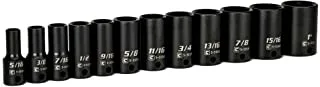 Capri Tools 3/8 in. Drive Semi-Deep Impact Sockets Set, SAE, 5/16 to 1 in, 12-Piece