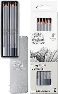 أقلام رصاص فنية من مجموعة Winsor & Newton Studio Collection ، أقلام رصاص جرافيت ، مجموعة من 6