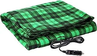 Heated Blanket - 12-Volt Electric Blanket for Car, Truck, SUV, or RV - Portable Winter Car Accessories for Camping or Travel by Stalwart (Green Plaid)