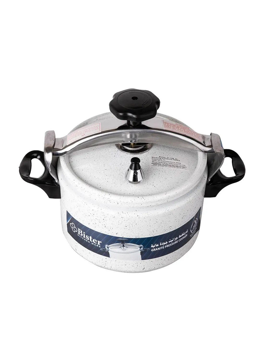 Bister Bister Granite Aluminium Pressure Cooker for Fast Cooker  | Pressure Pot | Arabic Cooker | White/Silver/Black 11.0Liters