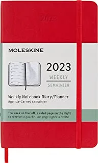 Moleskine 2023 Weekly Notebook Planner, 12M, Pocket, Scarlet Red, Soft Cover (3.5 x 5.5)