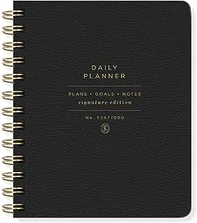 Fringe Studio Non-Dated Daily Planner, 160 pages,6 x 7.25 Inches, Twin-Ring Spiral Binding , Standard Black (877003)