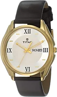 Titan Men's Quartz Watch with Analog Display and Leather Bracelet 1578YL04