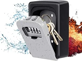 DMG Security Key Lock Box, 4 Digit Metal Outdoor Safe Key Box, Weatherproof Lock box for House Key, قفل Wall Mount Key Storage, Resettable Code, صندوق مفاتيح برقم سري for Outdoor and Indoor