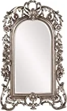 Howard Elliott Sherwood Hanging Accent Wall Mirror, Ornate Arched Antique Silver Resin Frame, 14 x 22 Inch