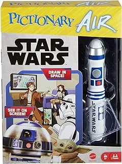 Pictionary Air Star Wars Family Drawing Game, Lightpen, 112 Double-Sided Clue Cards, Hands-Free Phone Stand, Gift For For 8 Year Olds & Up