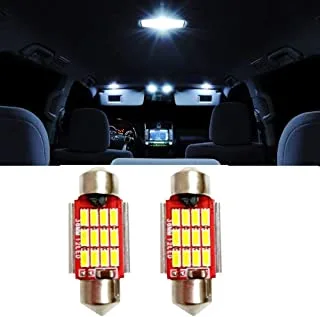 مصباح قراءة سقف السيارة مصباح داخلي LED أبيض 2 قطعة مجموعة 36 مم