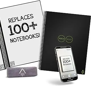 Rocketbook Smart REUsable Notebook - Dot-Grid Eco-Friendly Notebook With 1 Pilot Frixion Pen & 1 Microfiber Cloth Included - Infinity Black Cover, Letter Size (8.5