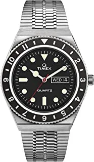 Q Timex Men's 38mm Watch, Silver/Black, One Size, 38 mm Q Timex Color Series Stainless Steel Case