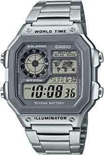 Casio Men's 10 Year Battery Quartz Watch with Stainless Steel Strap, Silver, 24.1 (Model: AE-1200WHD-7AVCF)