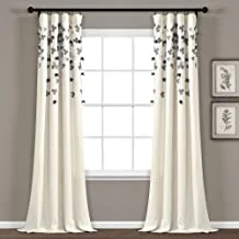 Lush Decor Curtain Flower Drop Window Panel (Single), 84” x 42”, Purple and Ivory