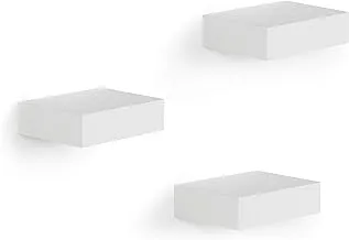 Umbra 325560-660 Showcase Floating Shelves (Set of 3), Gallery Style Display for Small Objects and More, White