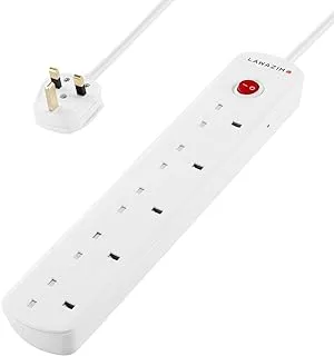 Lawazim Heavy Duty 5 Way Extension cord Electrical Socket Outlet with on/off buttons Surge Protection Plug with safety shutter 2990W | 3 Meter | 13A Fused Plug