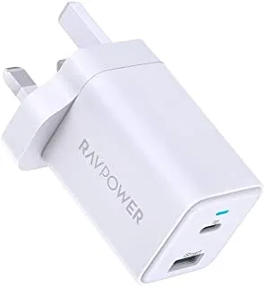 RAVPower 30W 2-Port PD Pioneer Wall Charger, White