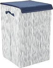 سلة الغسيل سلة الغسيل سلة تخزين قابلة للطي ، سلال غسيل الملابس القابلة للطي مع مقبض وغطاء للمنزل والمبيت (34x34x53) سم