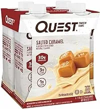 Quest Nutrition Salted Caramel Protein Shake ، عالي البروتين ، منخفض الكربوهيدرات ، خالٍ من الغلوتين ، صديق للكيتو ، 325 مل ، 4 قطع