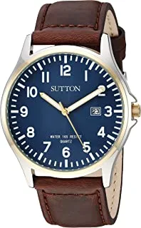 ساعة Sutton من Armitron الرجالية SU / 5015NVBN وظيفة التاريخ سهلة القراءة بسوار جلدي بني