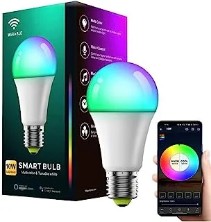 10W Smart Wi-Fi Bluetooth Bulb Works With Alexa Google Assistant and IFTTT With 16Millions Colors Dimmable Light 8 Different Modes Power Saving and Much More A Must Have Smart Gadget