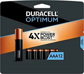 بطاريات Duracell Optimum AAA مع مكونات Power Boost ، عبوة مكونة من 12 قطعة مزدوجة بطارية ذات طاقة تدوم طويلاً ، بطارية قلوية AA متعددة الأغراض للأجهزة المنزلية والمكتبية