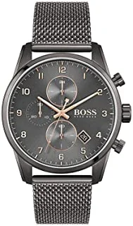 Boss Men's Quartz Watch with Stainless Steel Strap, Grey, 22 (Model: 1513837), grey, Quartz Watch