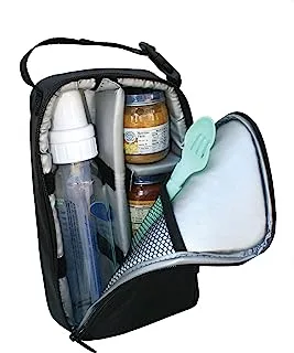 JL Childress Pack 'N Protect ، حقيبة تبريد معزولة لزجاجات الأطفال الزجاجية وحاويات الطعام ، السفر والحماية أثناء التنقل ، أسود