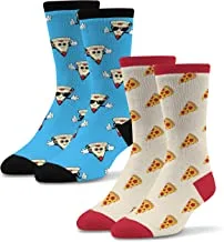 Socktastic Mens Pizza - 2 Pack Of Funny Novelty Socks, Casual Crew Fits Shoe Size 8-13, Pizza, Large US