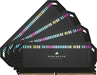 Corsair Dominator Platinum RGB DDR5 64GB (4x16GB) 5600MHz C36 Intel Optimized Desktop Memory (تنظيم الجهد على اللوحة ، تبريد CORSAIR DHX الحاصل على براءة اختراع ، 12 مصباح LED فائق السطوع CAPELLIX RGB) أسود