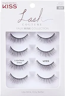 KISS Lash Couture Faux Mink False Eyelashes Multipack, Knot-Free Lash Band, Reusable, Contact Lens Friendly, Easy To Apply, Ultrafine, Tapered, Synthetic Fake Lashes, Style Little Black Dress, 4 Pairs