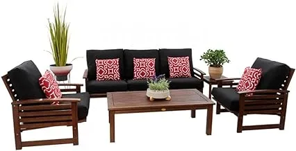 Sultan Gardens Outdoor 3 Seater Wood Sofa Set with 2 Single Chair and Table